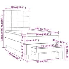 Vidaxl Box spring postelja z vzmetnico svetlo siva 90x200 cm blago