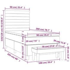 Vidaxl Box spring postelja z vzmetnico svetlo siva 90x200 cm blago