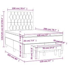 Vidaxl Box spring postelja z vzmetnico svetlo siva 120x200 cm žamet