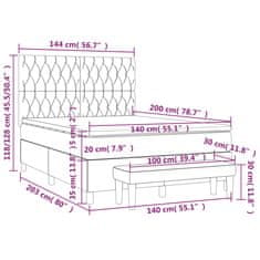 Vidaxl Box spring postelja z vzmetnico taupe 140x200 cm blago