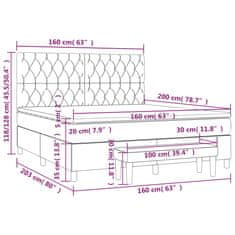 Vidaxl Box spring postelja z vzmetnico temno siva 160x200 cm žamet