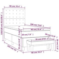 Vidaxl Box spring postelja z vzmetnico temno rjav 90x190 cm blago