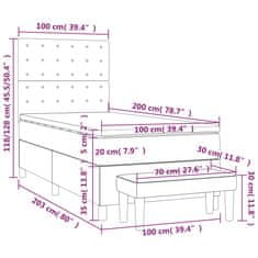 Vidaxl Box spring postelja z vzmetnico temno siva 100x200 cm žamet