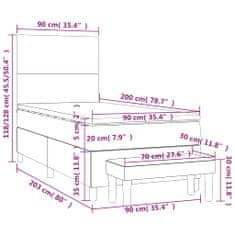 Vidaxl Box spring postelja z vzmetnico svetlo siva 90x200 cm žamet