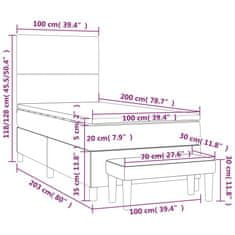 Vidaxl Box spring postelja z vzmetnico siv 100x200 cm umetno usnje