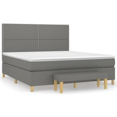 Vidaxl Box spring postelja z vzmetnico temno siva 160x200 cm blago