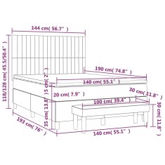 Vidaxl Box spring postelja z vzmetnico moder 140x190 cm blago