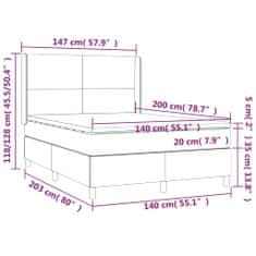 Vidaxl Box spring postelja z vzmetnico LED sv. siva 140x200 cm blago