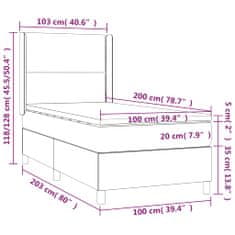 Vidaxl Box spring postelja z vzmetnico LED črna 100x200 cm blago