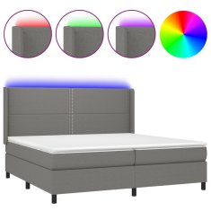 Vidaxl Box spring postelja z vzmetnico LED temno siva 200x200 cm blago