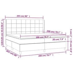 Vidaxl Box spring postelja z vzmetnico LED temno rjava 200x200cm blago