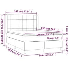 Vidaxl Box spring postelja z vzmetnico LED svetlo siva 140x190cm blago