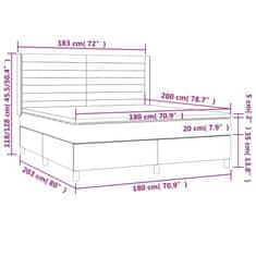 Vidaxl Box spring postelja z vzmetnico LED temno siva 180x200 cm blago