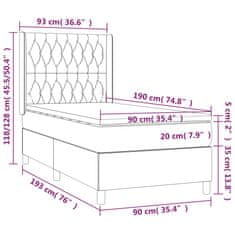 Vidaxl Box spring postelja z vzmetnico LED temno siva 90x190 cm blago