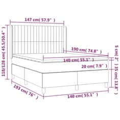 Vidaxl Box spring postelja z vzmetnico LED svetlo siva 140x190cm blago