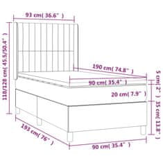 Vidaxl Box spring postelja z vzmetnico LED temno siva 90x190 cm blago