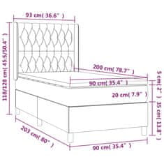 Vidaxl Box spring postelja z vzmetnico LED temno siva 90x200 cm blago