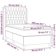 Vidaxl Box spring postelja z vzmetnico LED črna 90x200 cm blago