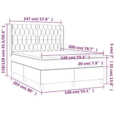 Vidaxl Box spring postelja z vzmetnico LED modra 140x200 cm blago