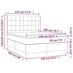 Vidaxl Box spring postelja z vzmetnico LED črna 140x200 cm blago