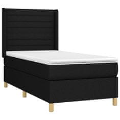 Vidaxl Box spring postelja z vzmetnico LED črna 90x200 cm blago