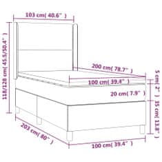 Vidaxl Box spring postelja z vzmetnico LED črna 100x200 cm žamet