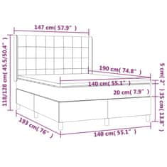 Vidaxl Box spring postelja z vzmetnico LED modra 140x190 cm blago