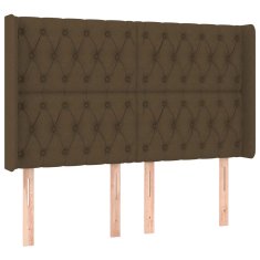 Vidaxl Box spring postelja z vzmetnico LED temno rjava 160x200cm blago