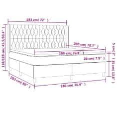 Vidaxl Box spring postelja z vzmetnico LED temno rjava 180x200cm blago