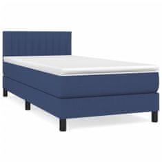 Vidaxl Box spring postelja z vzmetnico modra 100x200 cm blago