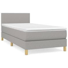 Vidaxl Box spring postelja z vzmetnico svetlo siv 100x200 cm blago