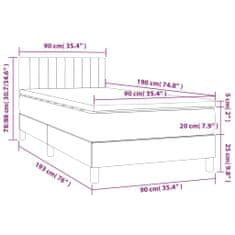 Vidaxl Box spring postelja z vzmetnico LED temno siva 90x190 cm blago