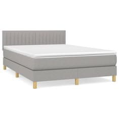 Vidaxl Box spring postelja z vzmetnico svetlo siva 140x200 cm blago