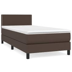 Vidaxl Box spring postelja z vzmetnico rjava 90x200 cm umetno usnje