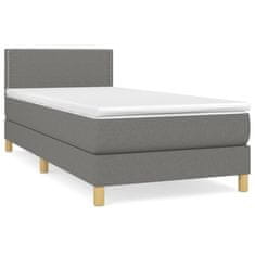 Vidaxl Box spring postelja z vzmetnico temno siva 90x200 cm blago