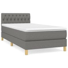 Vidaxl Box spring postelja z vzmetnico temno siva 100x200 cm blago