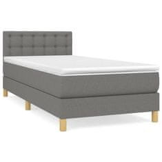 Vidaxl Box spring postelja z vzmetnico temno siva 90x190 cm blago