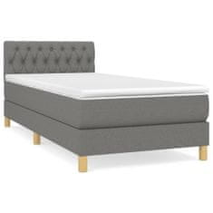 Vidaxl Box spring postelja z vzmetnico temno siva 90x200 cm blago