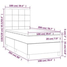 Vidaxl Box spring postelja z vzmetnico svetlo siv 100x200 cm blago