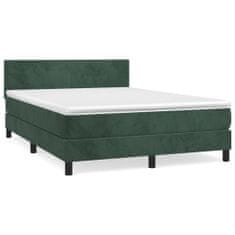 Vidaxl Box spring postelja z vzmetnico temno zelen 140x190 cm žamet