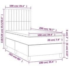 Vidaxl Box spring postelja z vzmetnico svetlo siv 100x200 cm blago