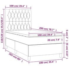 Vidaxl Box spring postelja z vzmetnico temno rjava 100x200 cm blago