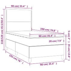 Vidaxl Box spring postelja z vzmetnico moder 90x190 cm blago