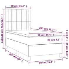 Vidaxl Box spring postelja z vzmetnico temno siva 90x200 cm blago