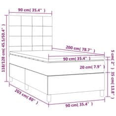 Vidaxl Box spring postelja z vzmetnico temno rjava 90x200 cm blago