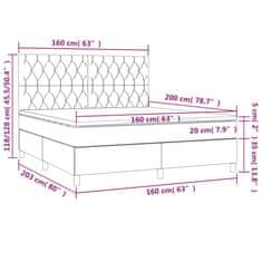 Vidaxl Box spring postelja z vzmetnico temno siva 160x200 cm blago