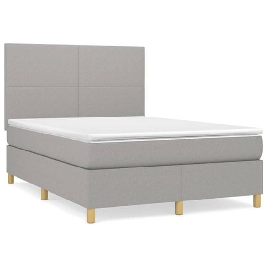 Vidaxl Box spring postelja z vzmetnico svetlo siva 140x200 cm blago