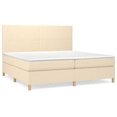 Vidaxl Box spring postelja z vzmetnico krem 200x200 cm blago