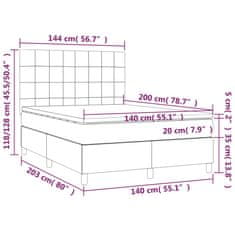 Vidaxl Box spring postelja z vzmetnico temno siva 140x200 cm blago