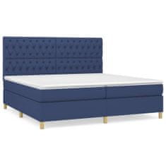 Vidaxl Box spring postelja z vzmetnico moder 200x200 cm blago
